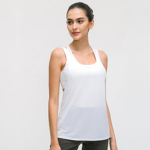 Women's Yoga Sleeveless Sport Tank Tops Workout Vest with bra Sportswear Training Baggy Exercise Gym Fitness Athletic Tee Shirt