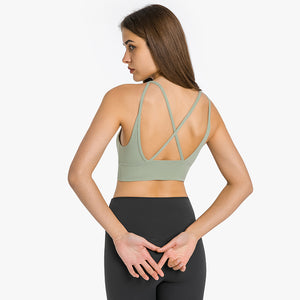 YOGA Women's Strappy Back Wirefree Padded Workout Yoga Sports Bra