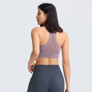 MAYLIFY Women's Built Up Tank Style Sports Bra Comfort Front Close Sport Bra With Mesh back
