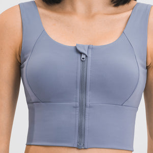 MAYLIFY Sports Bra Zip Front Wireless with Removable Pads Yoga Bra for Workout Fitness