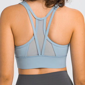 MAYLIFY Sports Bra for Women Criss-Cross Back Padded Strappy Sports Bras Medium Support Yoga Bra with Removable Cups