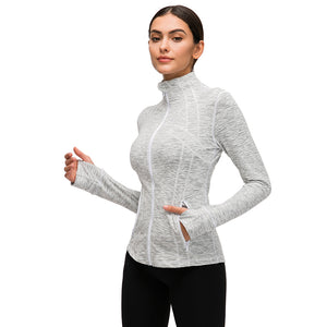 Women's Running Jacket Slim Fit and Cottony-Soft Handfeel Sports Tops with Full Zip Side Pocket
