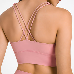 MAYLIFY Strappy Sports Bras-Criss Cross Back Workout Padded Wireless Yoga Bra
