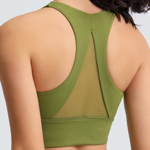 MAYLIFY Women's Built Up Tank Style Sports Bra Comfort Front Close Sport Bra With Mesh back