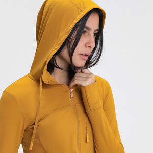 Women's Running Jacket Slim Fit and Cottony-Soft Handfeel Sports Tops with Full Zip Side Pocket with Thumb Hole