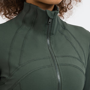 Women's Running Jacket Slim Fit and Cottony-Soft Handfeel Sports Tops with Full Zip Side Pocket