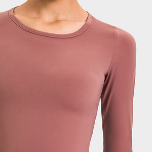 Women's Cropped Long Sleeve Athletic Workout Yoga Shirts Crop Top with Thumb Hole