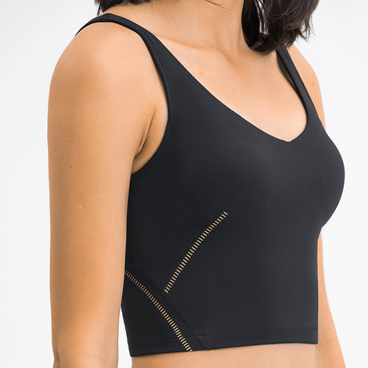 MAYLIFY Women Sports Bra Longline Crop Tank Top Padded Workout Running Yoga