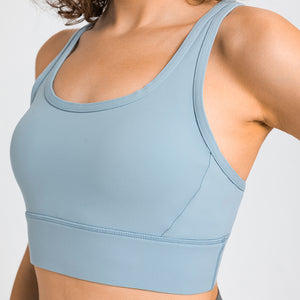 MAYLIFY Sports Bra for Women Criss-Cross Back Padded Strappy Sports Bras Medium Support Yoga Bra with Removable Cups