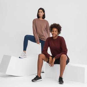 Womens Crew Neck Sweatshirt Solid Color Long Sleeve Pullover Tops