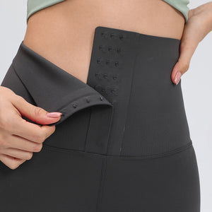 Yoga Pants Ladies High Waist Coated Sports Fitness Shorts Breasted Abdominal Sweat Pants Corset
