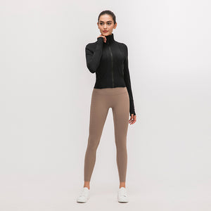Womens Lightweight Full Zip Running Track Jacket Workout Slim Fit Yoga Sportwear with Thumb Holes