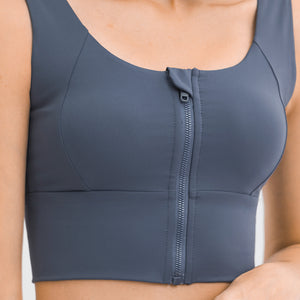 MAYLIFY Sports Bra Zip Front Wireless with Removable Pads Yoga Bra for Workout Fitness