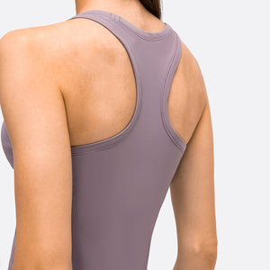 YOGA Women's High Neck Longline Sports Bra Racerback Crop Top Yoga Tank Top with Built in Bra