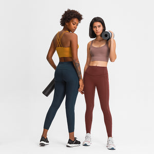 MAYLIFY Strappy Sports Bras-Criss Cross Back Workout Padded Wireless Yoga Bra