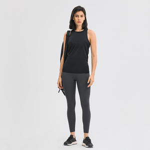 Women's Workout Tank Tops Tie Back High Neck Pima Cotton Yoga Shirts Loose fit Athletic Sports Top