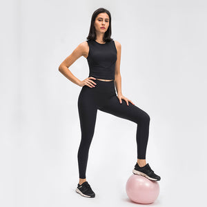 MAYLIFY YOGA Women's High Neck Longline Sports Bra Racerback Crop Top Yoga Tank Top with Built in Bra