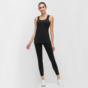 Women's Yoga Sleeveless Sport Tank Tops Workout Vest with bra Sportswear Training Baggy Exercise Gym Fitness Athletic Tee Shirt