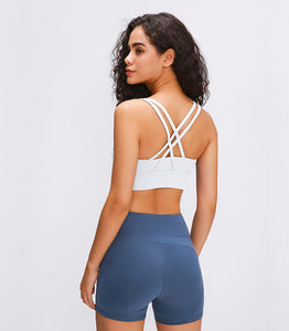 MAYLIFY Strappy Back Wirefree Padded Workout Yoga Sports Bra  shockproof women's bra