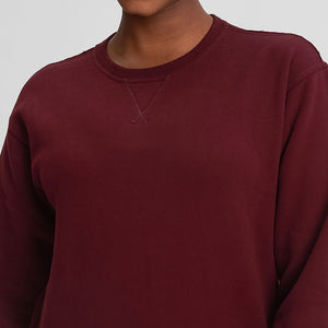 Womens Crew Neck Sweatshirt Solid Color Long Sleeve Pullover Tops
