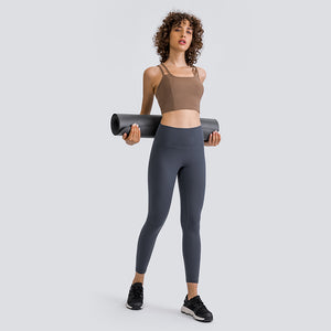 MAYLIFY Women's Medium Support Sports Bra Strappy Back Wirefree Removable Cups Longline Yoga Crop Top Bra