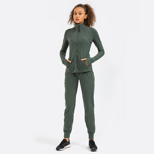 Women's Running Jacket Slim Fit and Cottony-Soft Handfeel Sports Tops with Full Zip Side Pocket