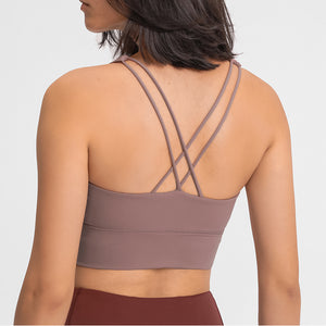 MAYLIFY Strappy Sports Bras-Criss Cross Back Workout Padded Wireless Yoga Bra