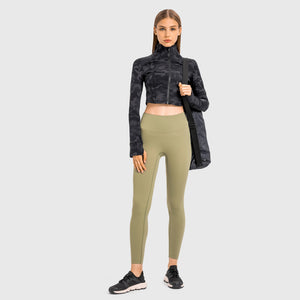 Womens Gym Tops Long Sleeve Sports Fitness Workout Yoga Crop Tops Ladies Running full Zip Breathable Activewear with Thumb Holes