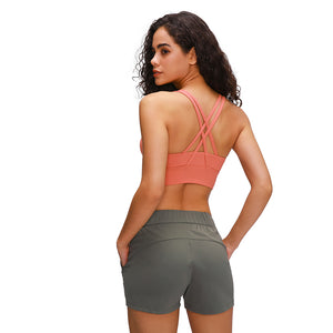 MAYLIFY Strappy Back Wirefree Padded Workout Yoga Sports Bra  shockproof women's bra