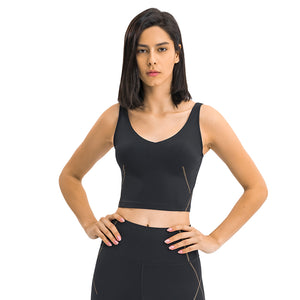MAYLIFY Women Sports Bra Longline Crop Tank Top Padded Workout Running Yoga