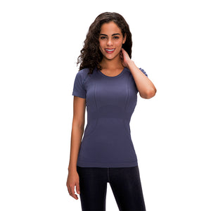 Workout ladies sportswear yoga running sports Seamless shirt yoga t shirt running gym sports fitness lady