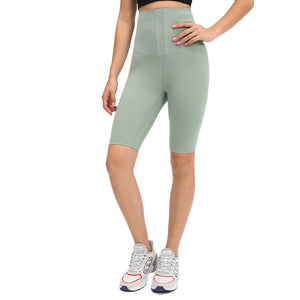 Yoga Pants Ladies High Waist Coated Sports Fitness Shorts Breasted Abdominal Sweat Pants Corset