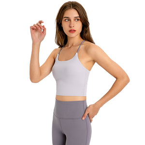 MAYLIFY Sports Bras for Women Criss-Cross Back Padded Workout Tank Tops Medium Support Crop Tops for Women