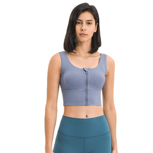 MAYLIFY Sports Bra Zip Front Wireless with Removable Pads Yoga Bra for Workout Fitness