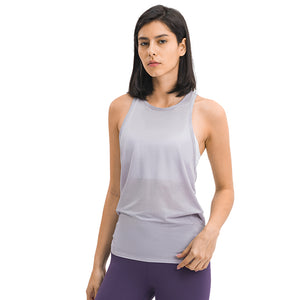 Women's Workout Tank Tops Tie Back High Neck Pima Cotton Yoga Shirts Loose fit Athletic Sports Top