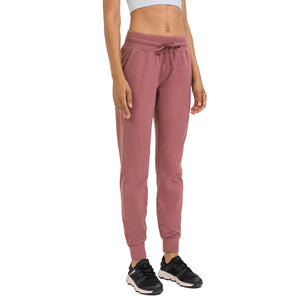 Women Breathable Drawstring Wide Leg Trousers Workout Fitness Slim Fit Side Pockets Sport Pants Jogger Sweatpants