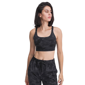 MAYLIFY Sports Bra for Women Criss-Cross Back Padded Strappy Sports Bras Medium Support Yoga Bra with Removable Cups