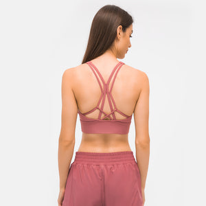MAYLIFY Sports Bras for Women Cross Back Padded Sports Bra Medium Support Workout Running Yoga Bra