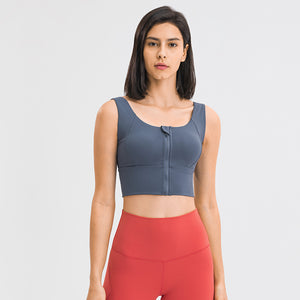 MAYLIFY Sports Bra Zip Front Wireless with Removable Pads Yoga Bra for Workout Fitness