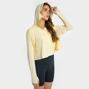 Womens Full Zip Hoodie Running Jacket long sleeve Workout Sports Shirts Yoga Training Tops  Sun Protection with Thumb Holes