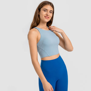 MAYLIFY Sleeveless Racerback Crop Tank Top pads Sports Crop Top for Lady Girls Daily Wearing