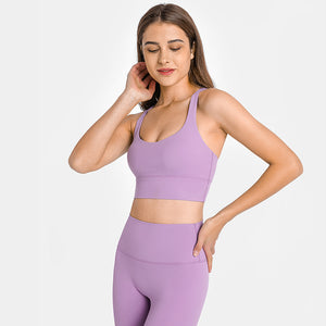 MAYLIFY Strappy Sports Bras-Criss Cross Back Workout Padded Wireless Yoga Bra