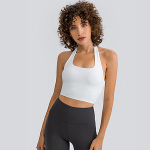 MAYLIFY Padded Sports Bra Wirefree Mid Impact Yoga Bras Unique Cross Back Strap for Gym Yoga