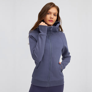 MAYLIFY Women's Running Jacket Hoodie Sports Thick warm Tops with Full Zip Side Pocket