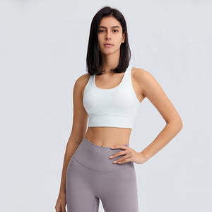 MAYLIFY Women's Built Up Tank Style Sports Bra Comfort Front Close Sport Bra With Mesh back