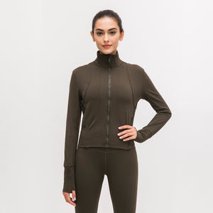 Womens Lightweight Full Zip Running Track Jacket Workout Slim Fit Yoga Sportwear with Thumb Holes