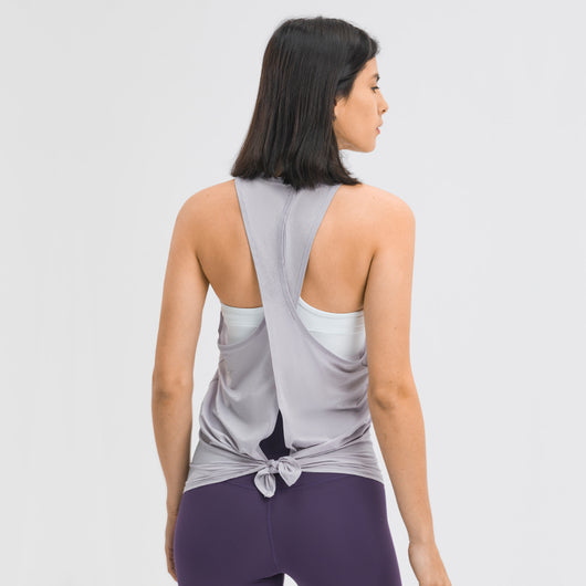 Women's Workout Tank Tops Tie Back High Neck Pima Cotton Yoga Shirts Loose fit Athletic Sports Top