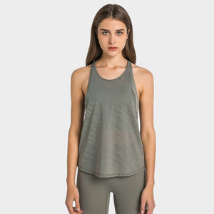 MAYLIFY Women's 2 in 1 Yoga Workout Mesh Shirts Activewear Racerback Sports Tank Tops