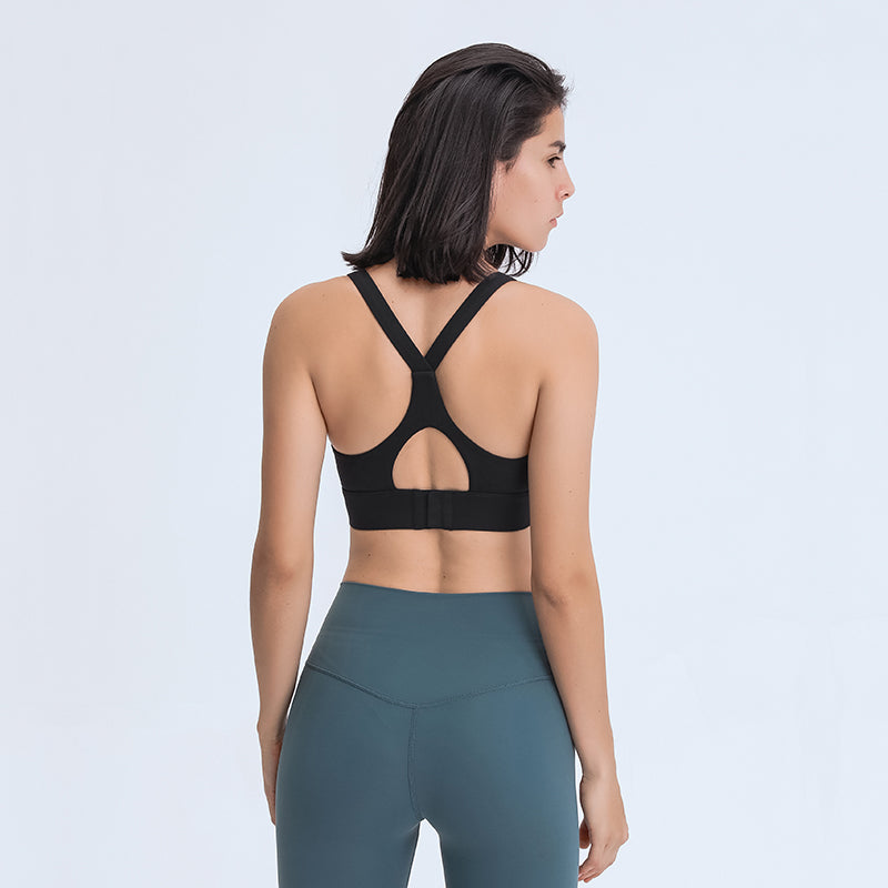 Women′ S Cross Back Sports Bra Padded Strappy Medium Support Yoga