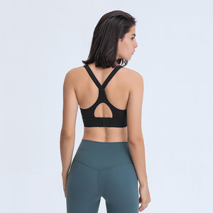 MAYLIFY Sports Bra for Women Criss-Cross Back Padded Strappy Sports Bras Medium Support Yoga Bra with Removable Cups